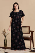 Women's Alpine Front Open and Side Pocket Maxi Nighty Nightdress