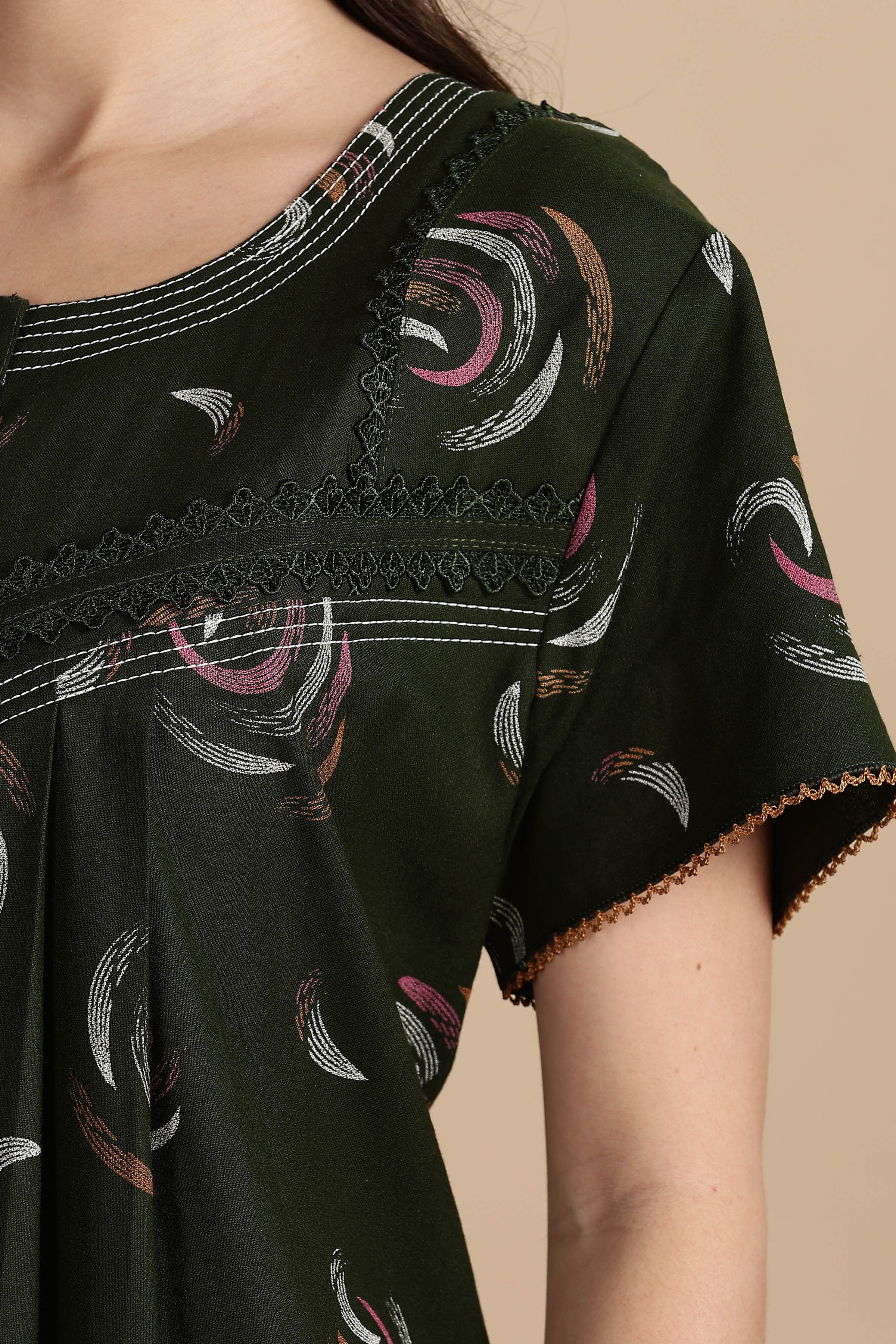 Women's Alpine Front Open and Side Pocket Maxi Nighty Nightdress