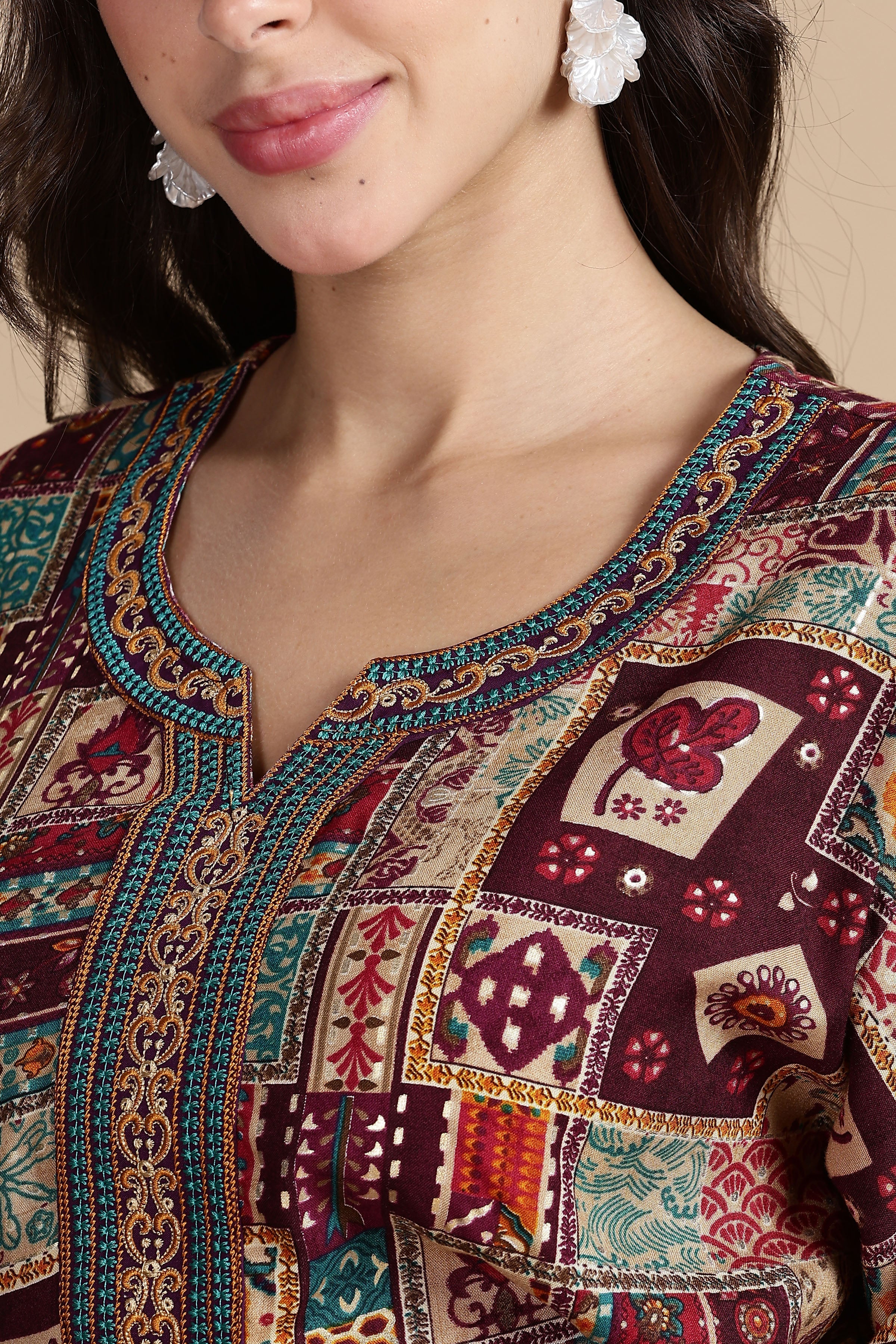 Women's Rayon Side Pocket Maxi Nighty Nightdress