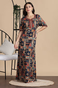 Women's Rayon Side Pocket Maxi Nighty Nightdress