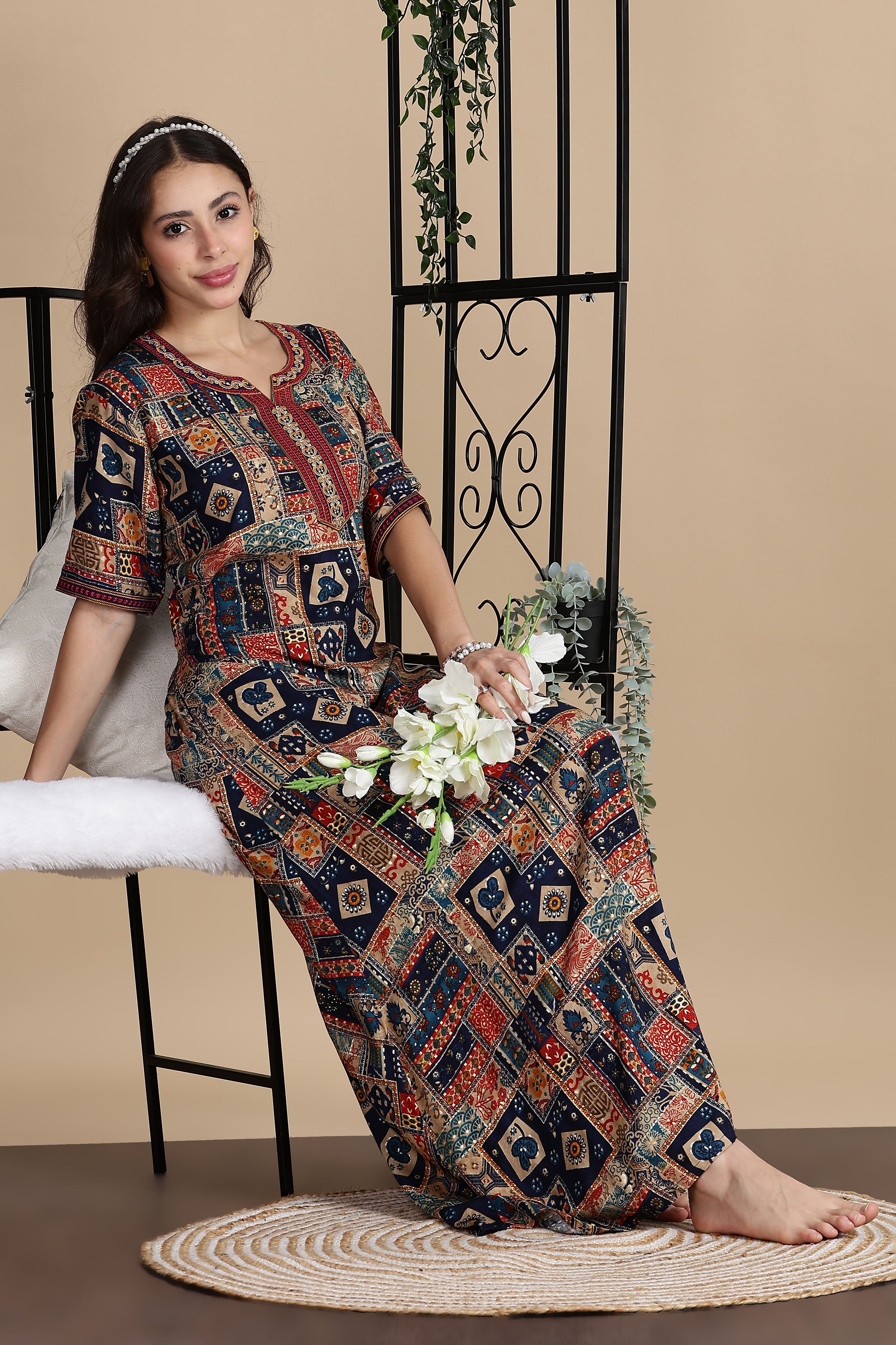 Women's Rayon Side Pocket Maxi Nighty Nightdress
