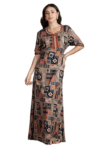 Women's Rayon Side Pocket Maxi Nighty Nightdress