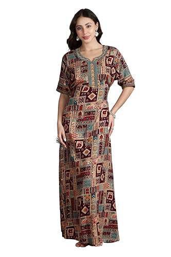 Women's Rayon Side Pocket Maxi Nighty Nightdress