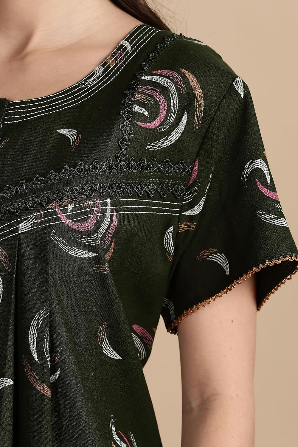 Women's Alpine Front Open and Side Pocket Maxi Nighty Nightdress