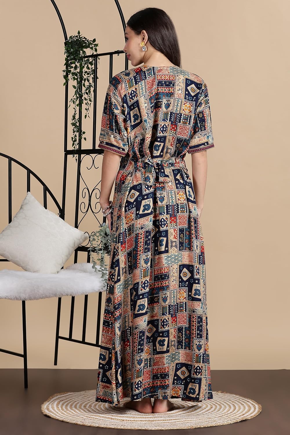Women's Rayon Side Pocket Maxi Nighty Nightdress