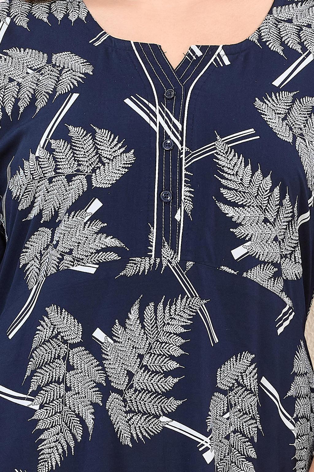 Printed Maxi Nightdress Navy Blue
