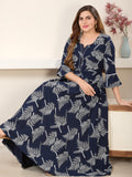 Printed Maxi Nightdress Navy Blue