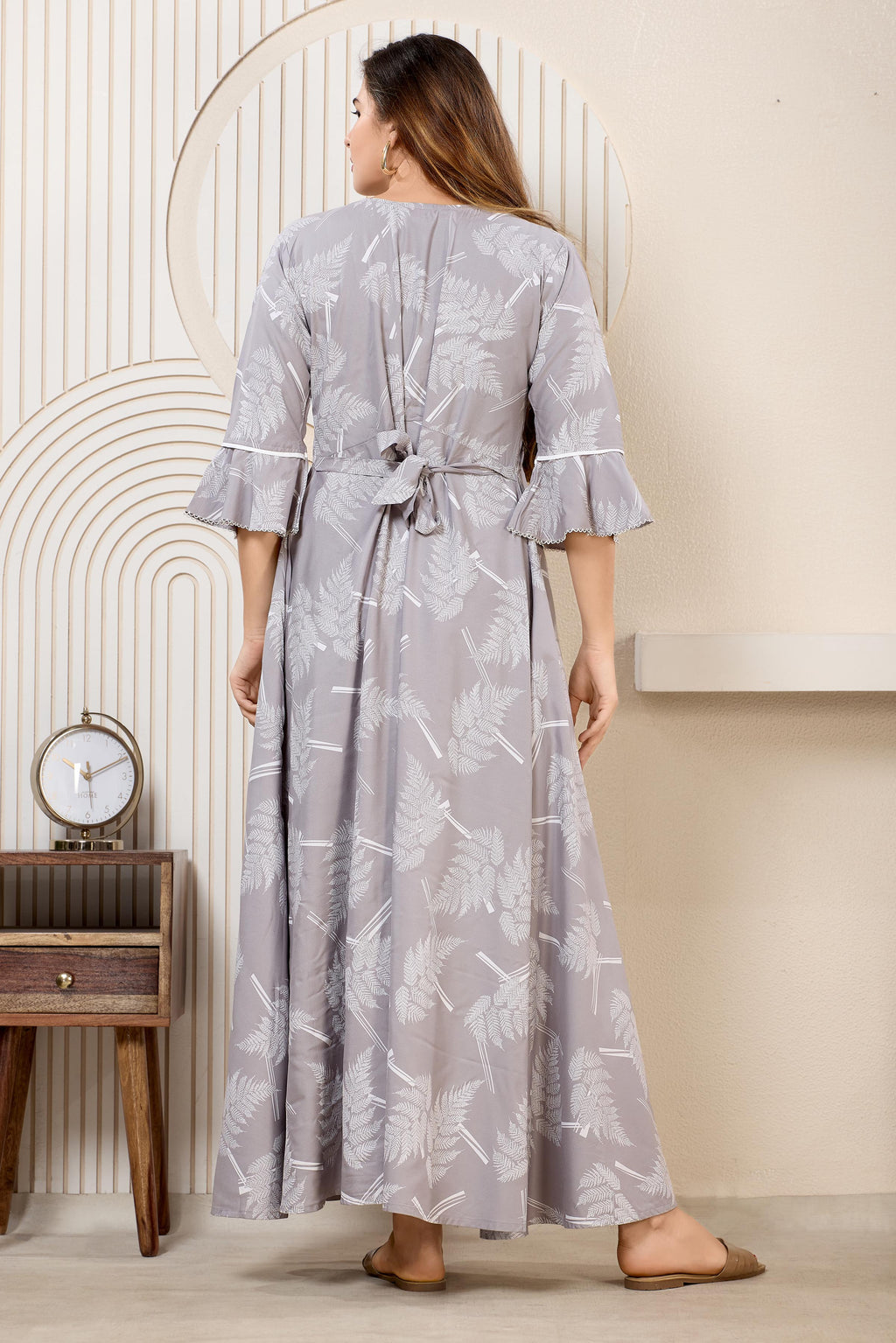 Printed Maxi Nightdress Navy Blue