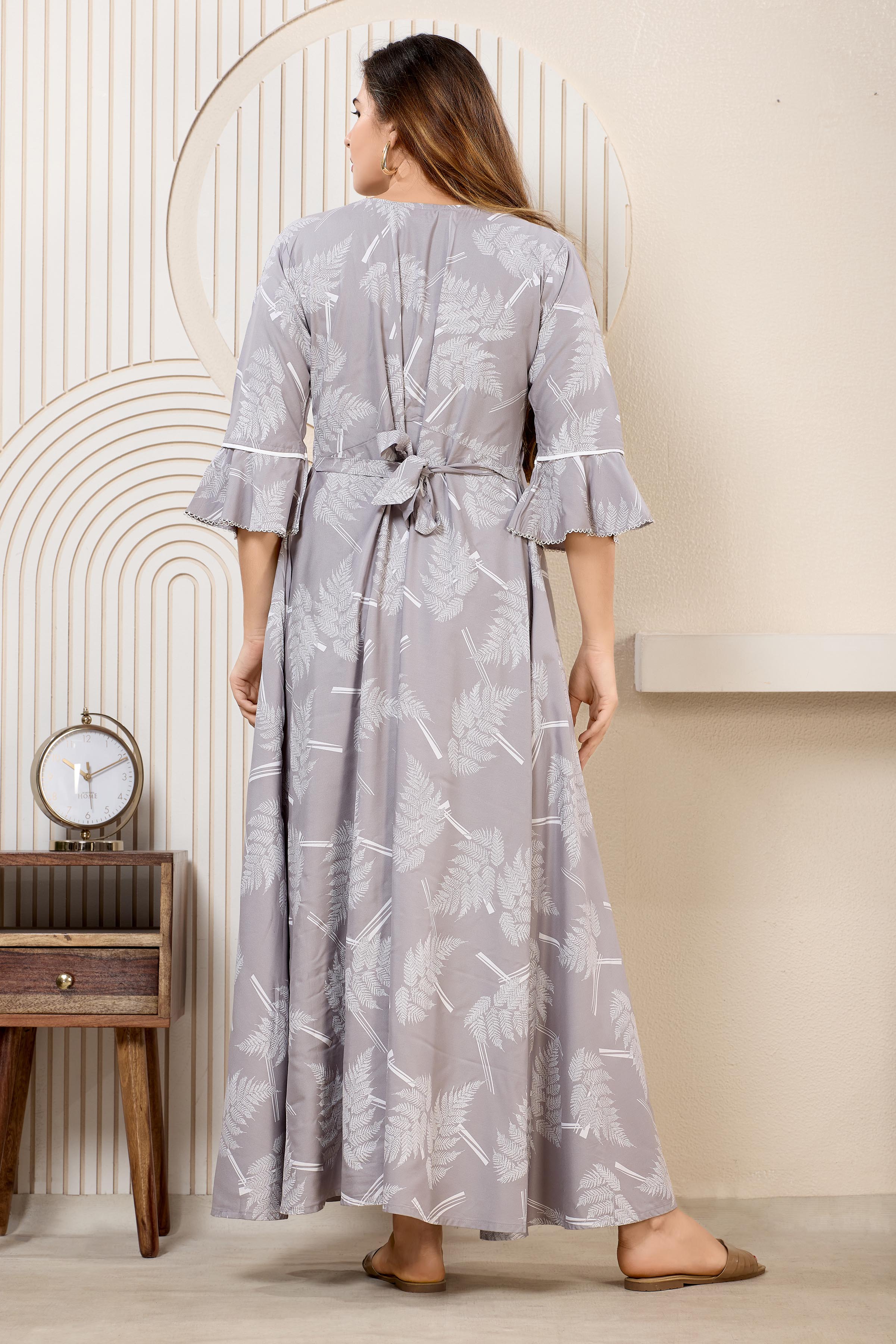 Printed Maxi Nightdress Navy Blue